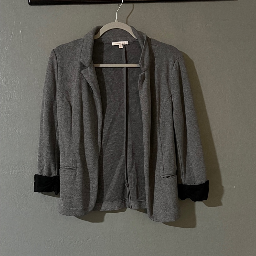 Skies Are Blue Gray Blazer with Black Accents